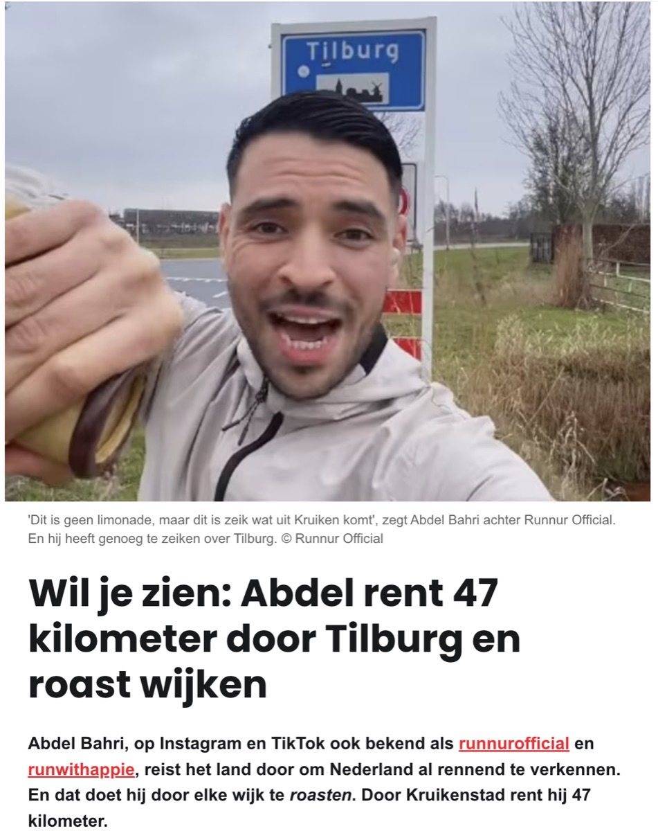 Artikel over 47 kilometer door Tilburg